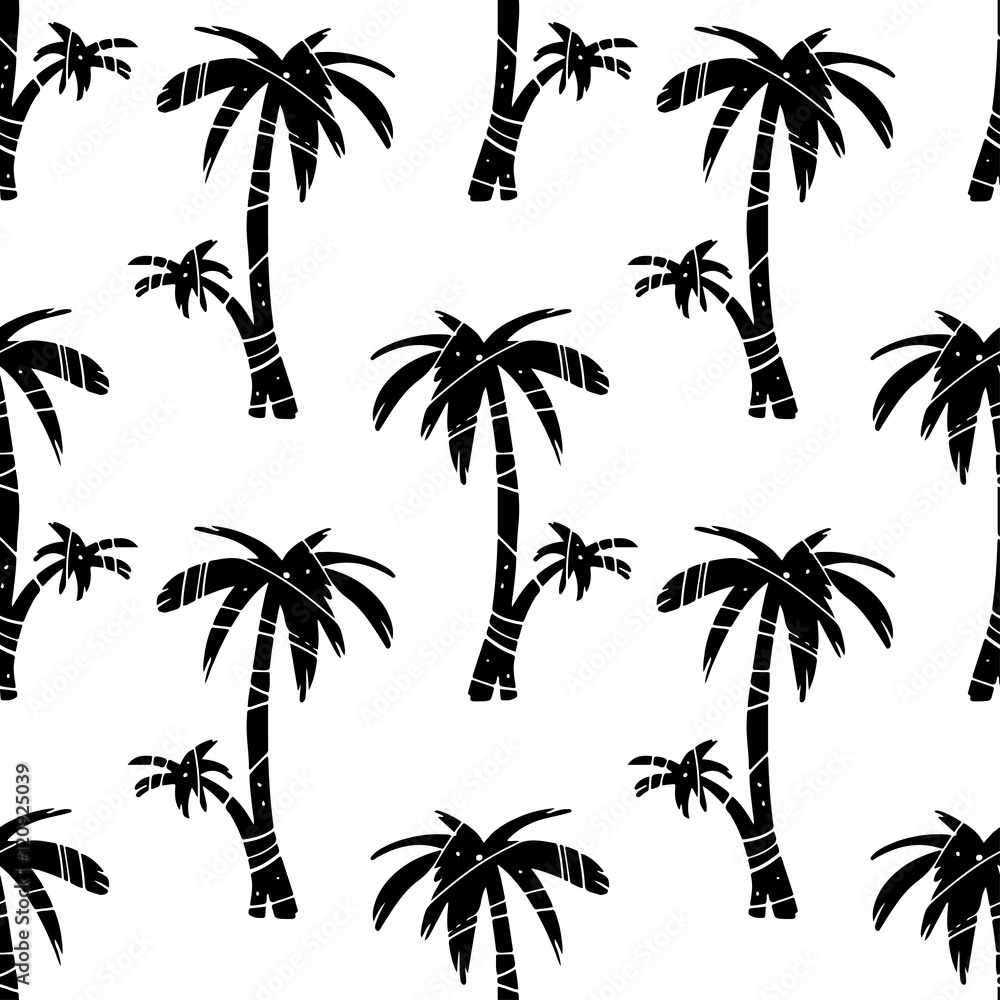 Seamless pattern with coconut palm ttees