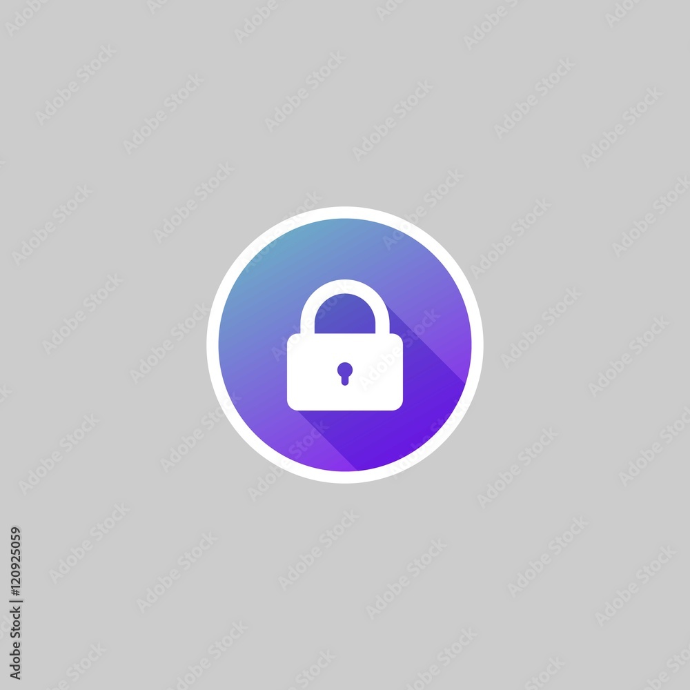 Modern Lock or Security Icon with Long Shadow Modern Lock or Security Icon with Long Shadow