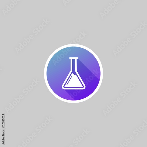 Modern Chemistry Flask or Beaker Icon with Long Shadow