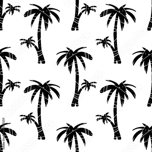 Seamless pattern with coconut palm ttees