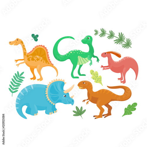 Cartoon dinosaurs vector illustration.