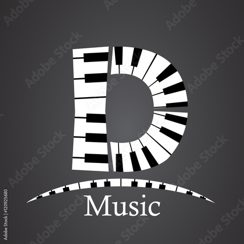 Abstract vector alphabet - D made from piano - alphabet set