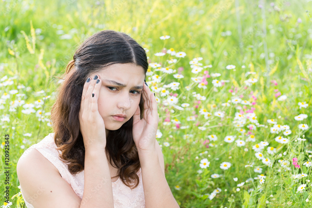 Teen girl thinks about the problems outside Teen girl thinks about the problems outside