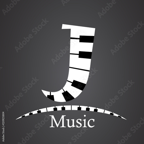 Abstract vector alphabet - J made from piano - alphabet set