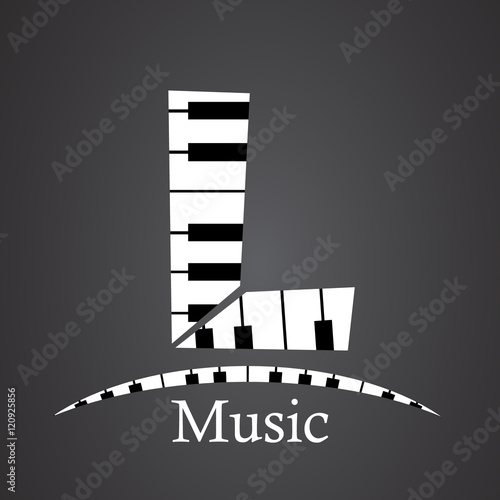 Abstract vector alphabet - L made from piano - alphabet set