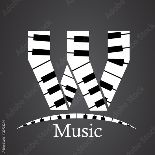 Abstract vector alphabet - W made from piano - alphabet set