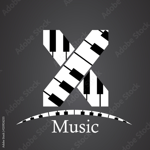 Abstract vector alphabet - X made from piano - alphabet set