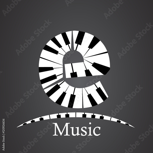 Abstract vector alphabet - e made from piano - alphabet set