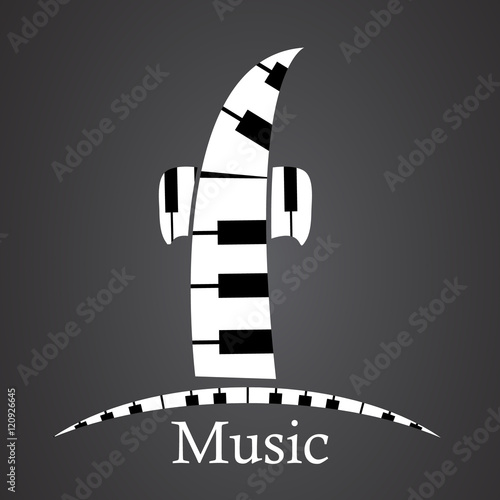 Abstract vector alphabet - f made from piano - alphabet set