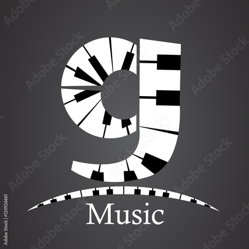 Abstract vector alphabet - g made from piano - alphabet set