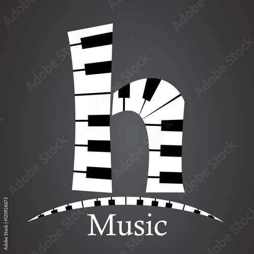 Abstract vector alphabet - h made from piano - alphabet set