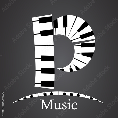 Abstract vector alphabet - p made from piano - alphabet set