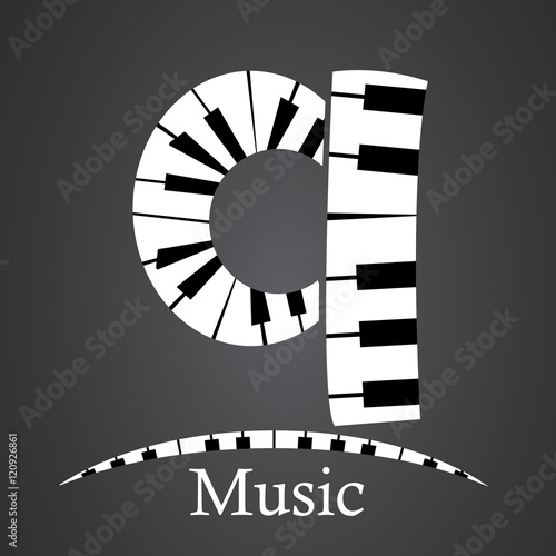 Abstract vector alphabet - q made from piano - alphabet set