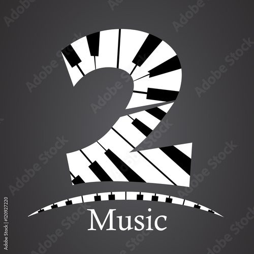 Abstract vector number two made from piano - numbers set