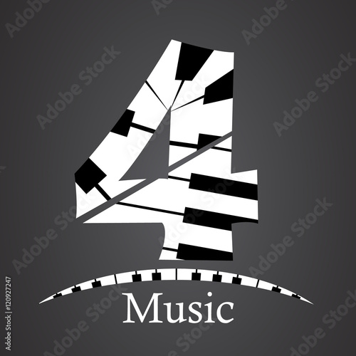 Abstract vector number four made from piano - numbers set