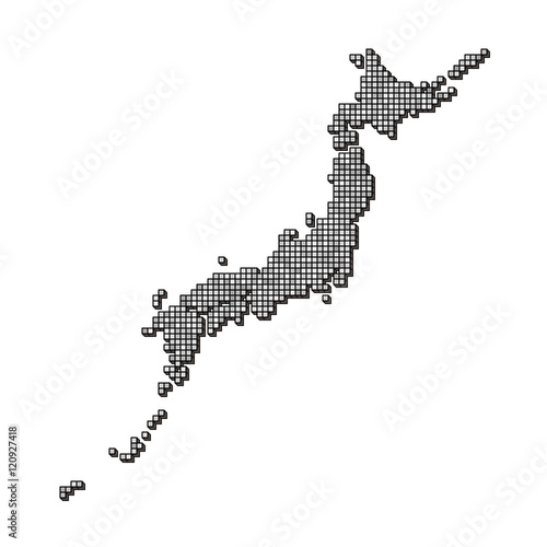 Japan Map - Monochrome Cube