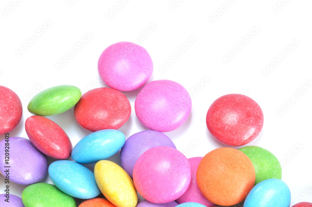 Isolated colored smarties on white background Isolated colored smarties on white background