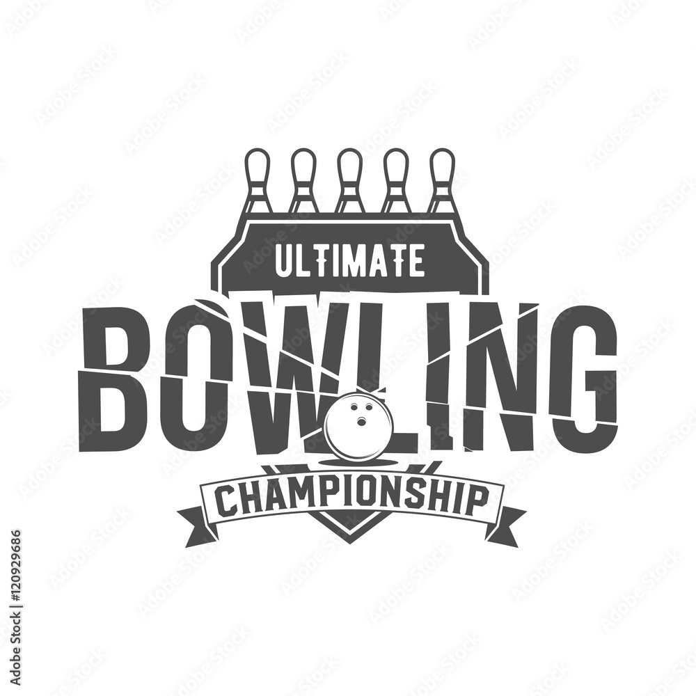 bowling emblem, label, badge and designed elements