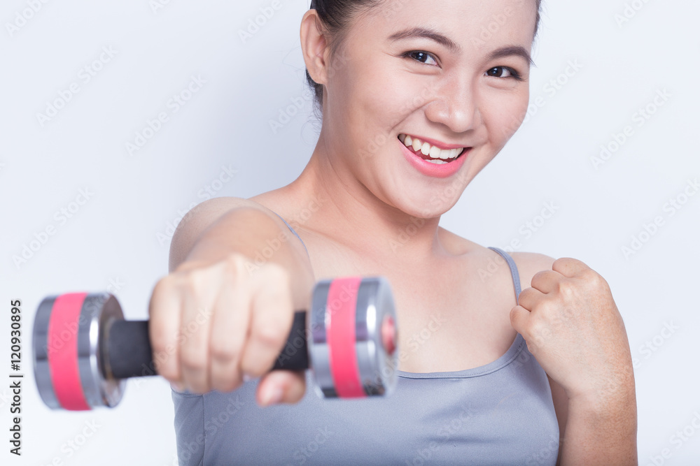 Woman exercise with dumbbell Woman exercise with dumbbell