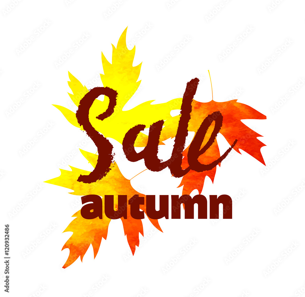 Autumn sale lettering design. Fall leaf. Label, banner template. Autumn sale lettering design. Fall leaf. Label, banner template.