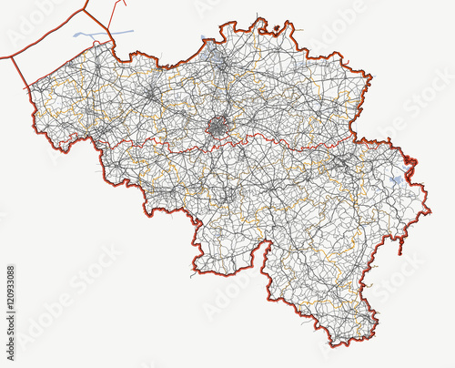 Map of Belgium. Roads vector
