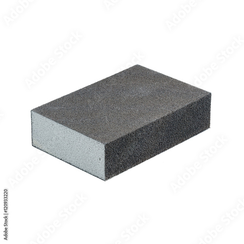 Sandpaper / Abrasive Sponge (180 Grit) Isolated On White Background.