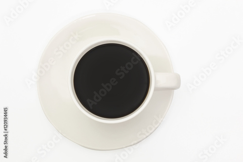 Hot coffee black coffee on white background