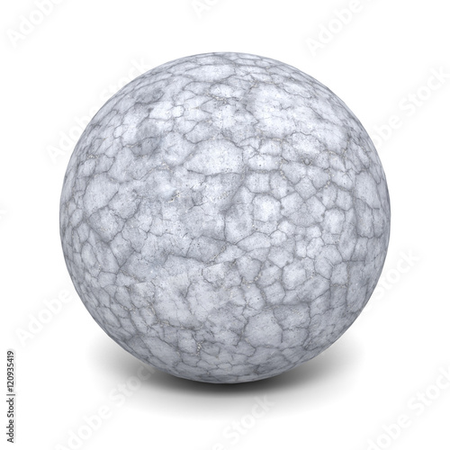 Abstract Concrete Stone Sphere On White Background