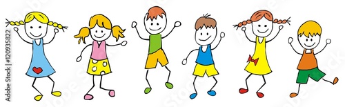 group of children, funny vector illustration
