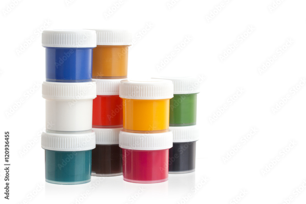 Gouache cans isolated on white background Gouache cans isolated on white background