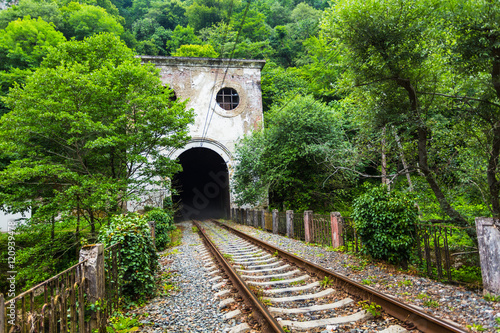 Railroad tunnel Psyrtsha station in New Athos photo