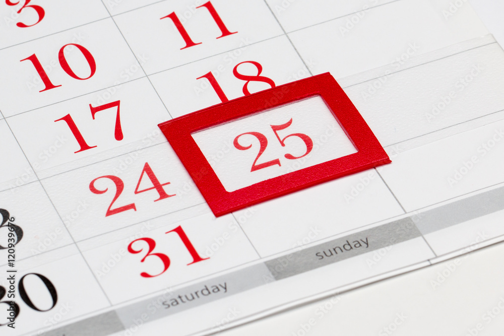 Christmas date on calendar Christmas date on calendar