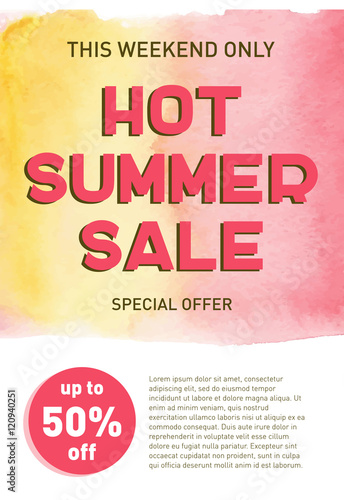 Hot summer sale banner template offer flyer background