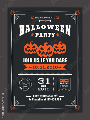 Halloween night party with scary pumpkins background for card poster flyer