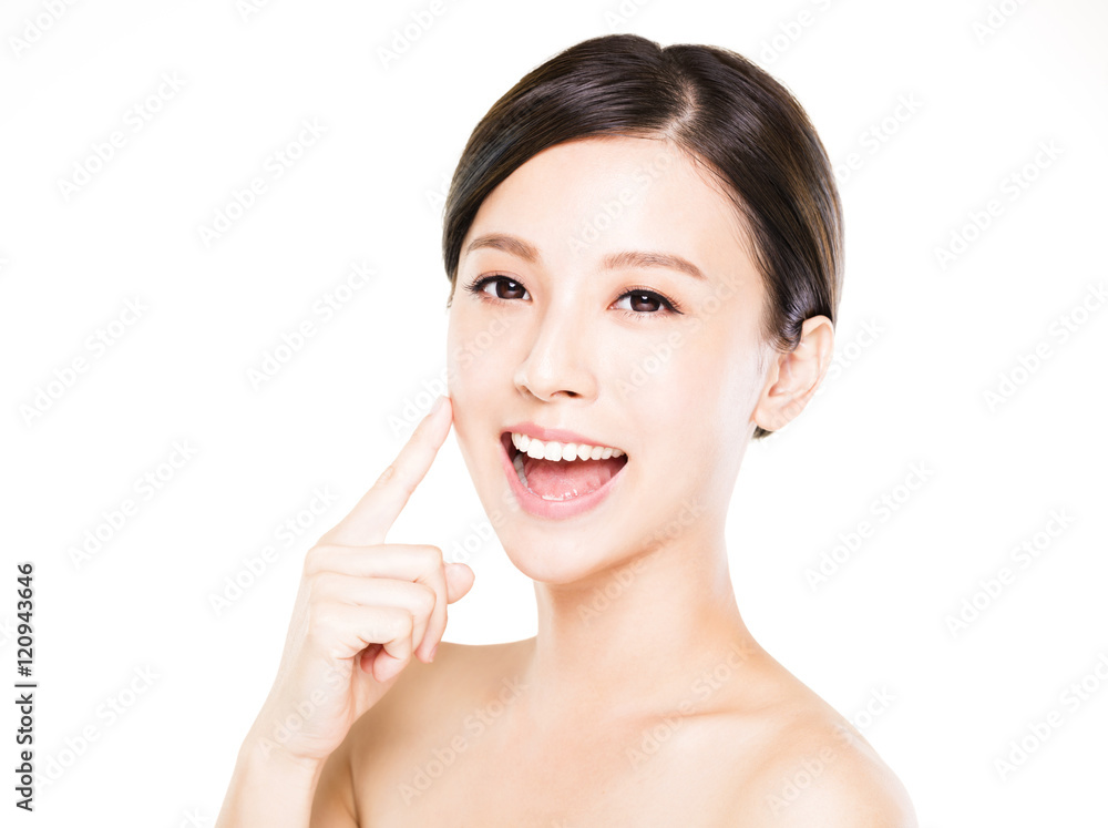 closeup young woman face with clean skin closeup young woman face with clean skin