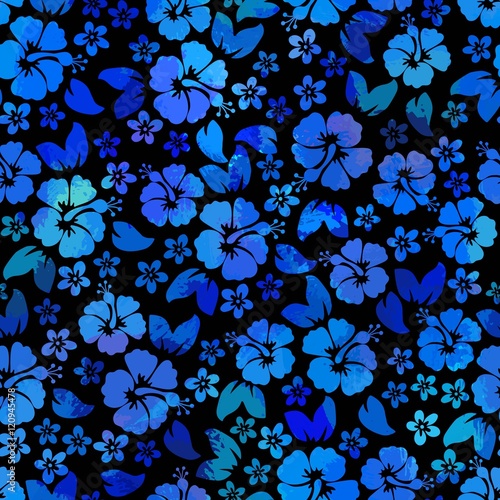 Hibiscus flowers seamless pattern. Hawaiian Aloha Shirt Seamless Background.