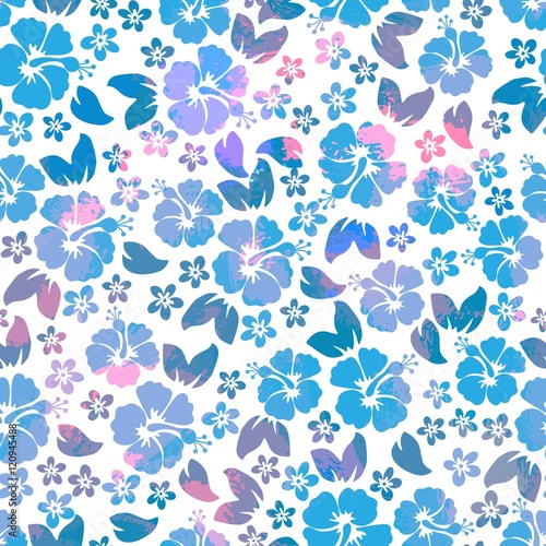 Hibiscus flowers seamless pattern. Hawaiian Aloha Shirt Seamless Background.