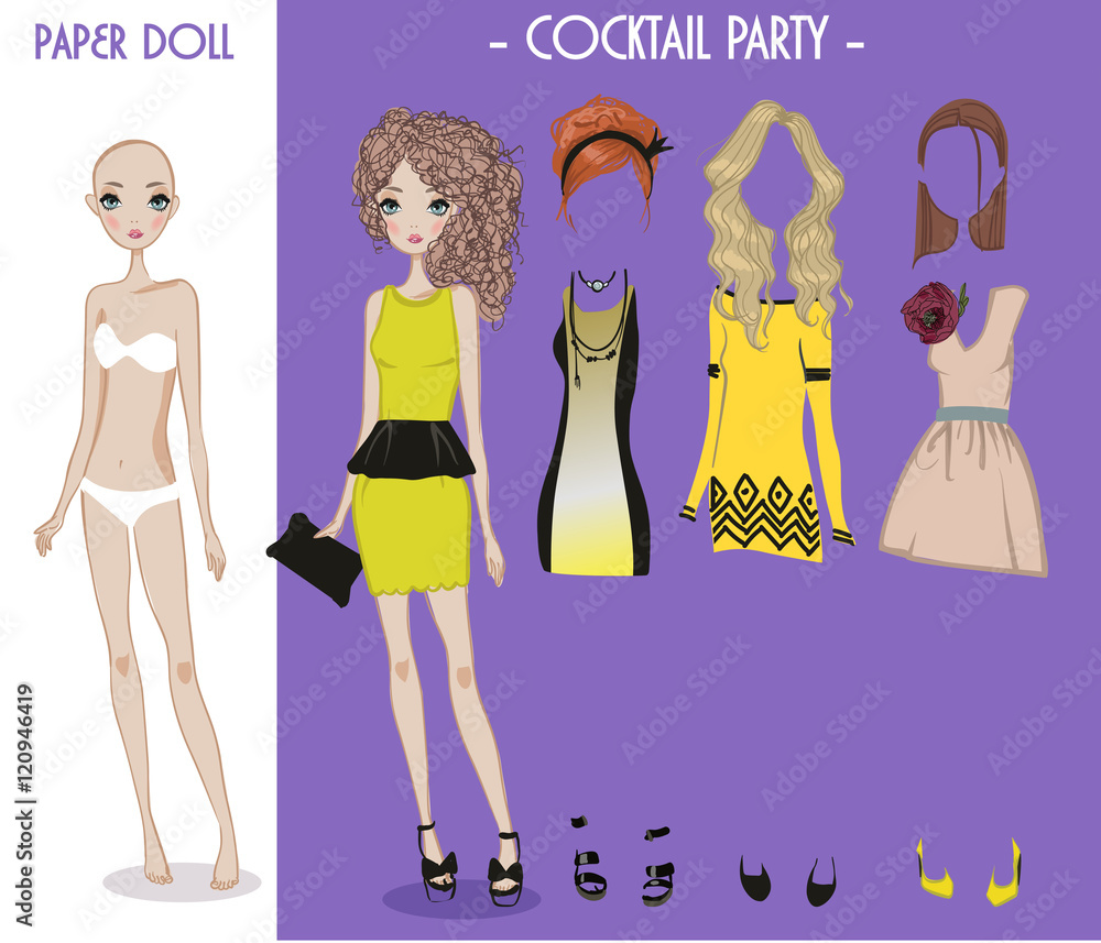 cartoon girl doll with clothes for changes