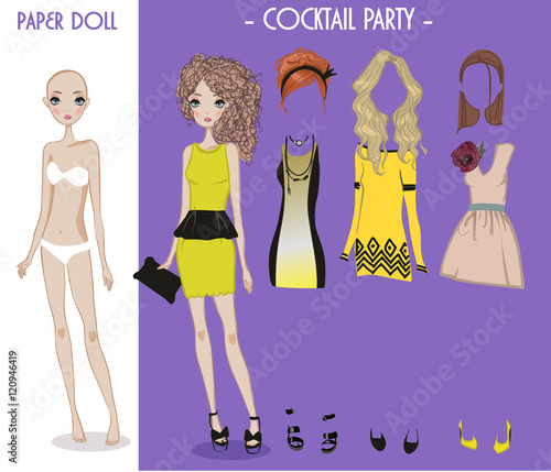cartoon girl doll with clothes for changes