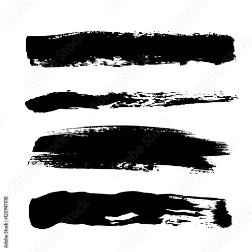 Set of black paint  ink brush strokes  brushes  lines. Dirty artistic design elements.
