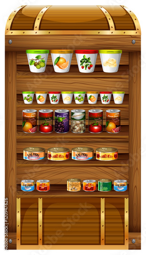 Shelves full of canned food