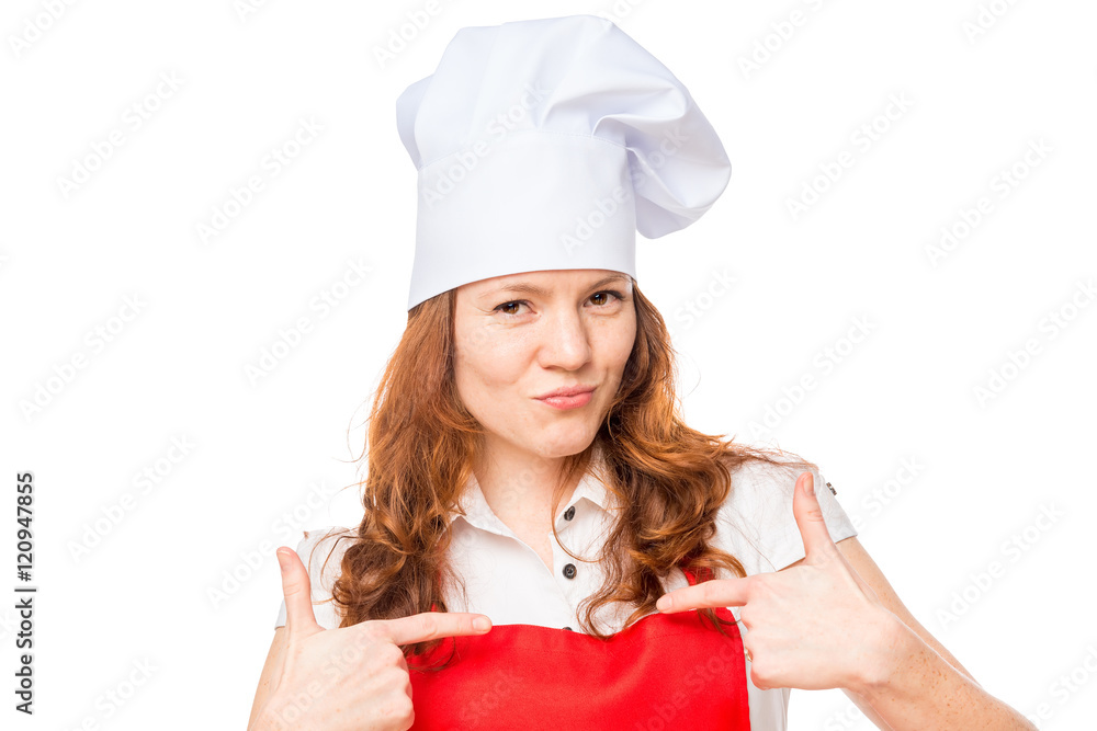 horizontal portrait of successful cook on a white background horizontal portrait of successful cook on a white background