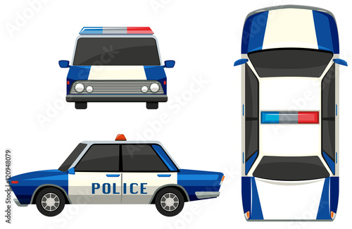 Police car in three different angles