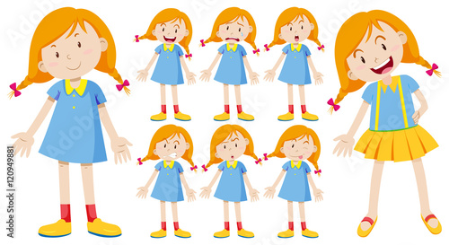 Girl with different emotions