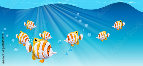Fish swimming under the ocean