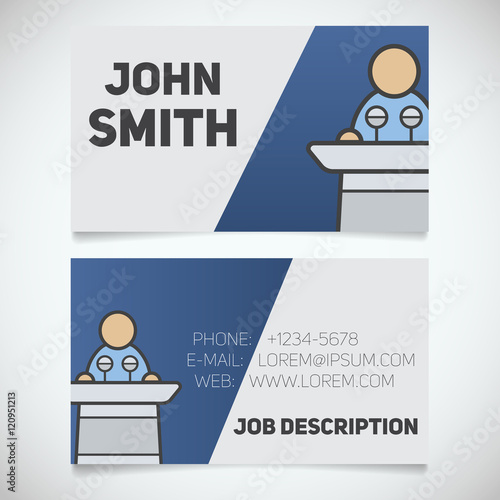 Business card print template with conference speaker logo