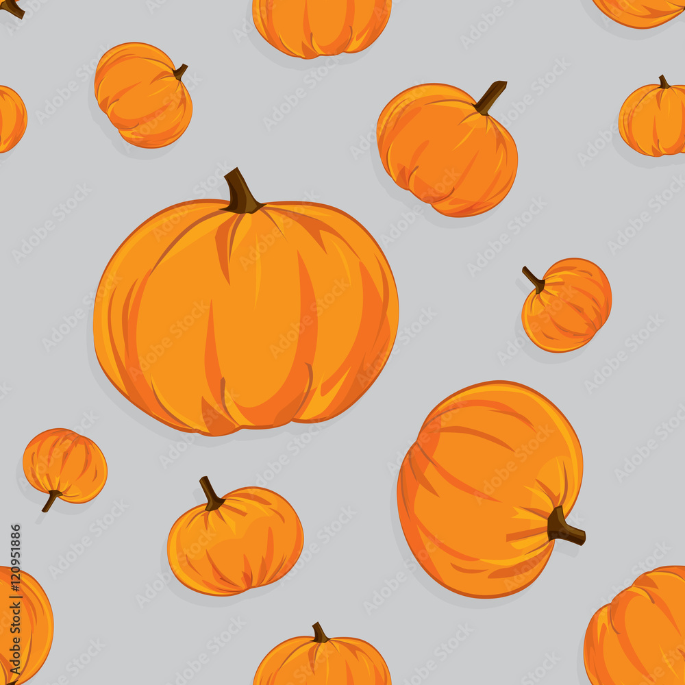 Vector seamless pattern of pumpkins.