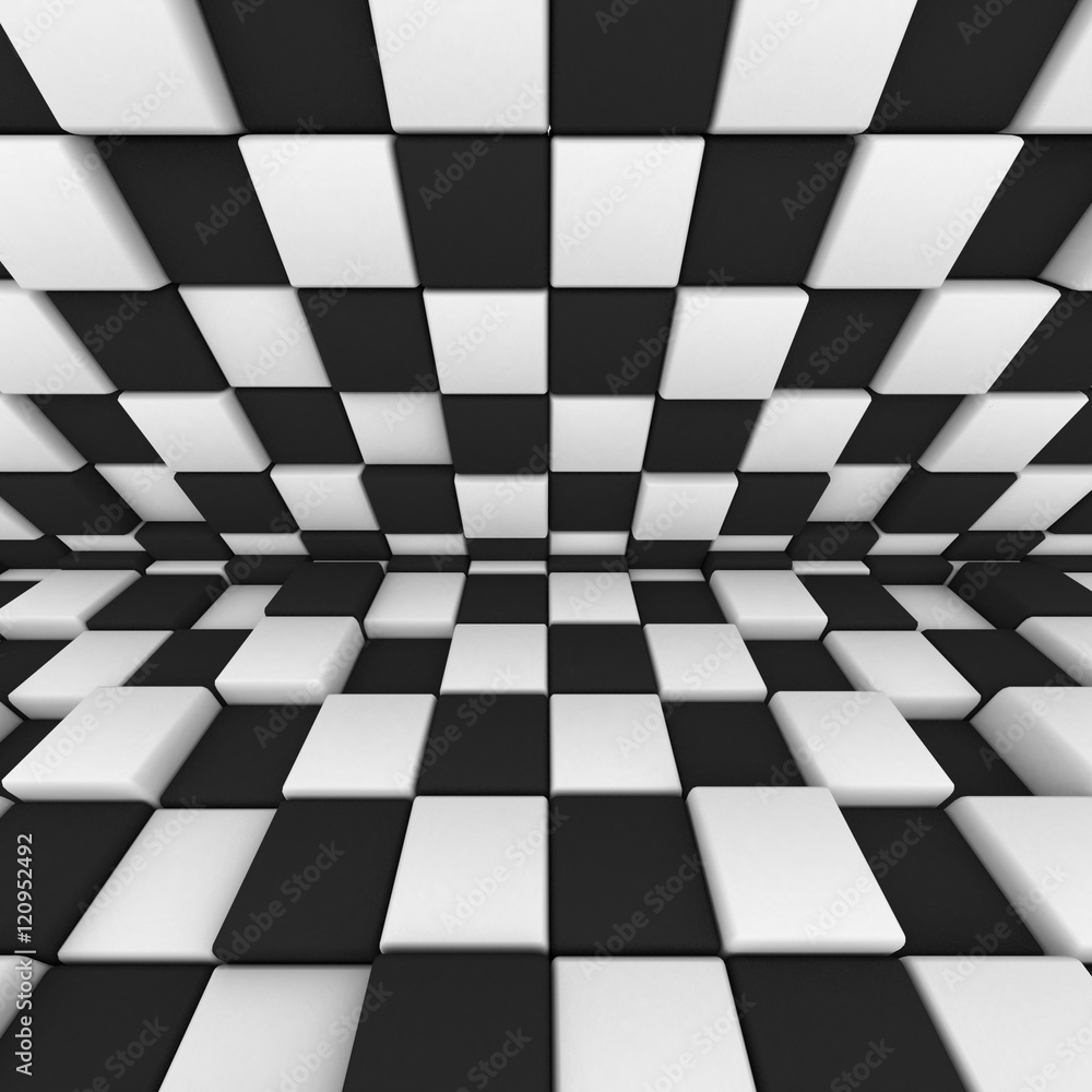 abstract image: black and white cubes 3D illustration abstract image: black and white cubes 3D illustration