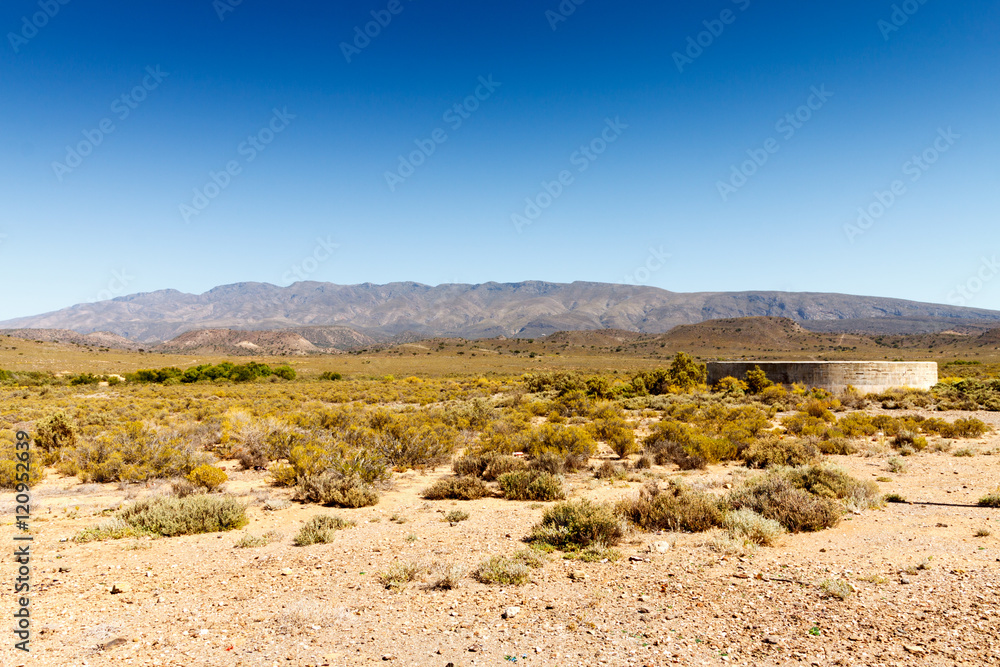 Landscape with a dam in the foreground.