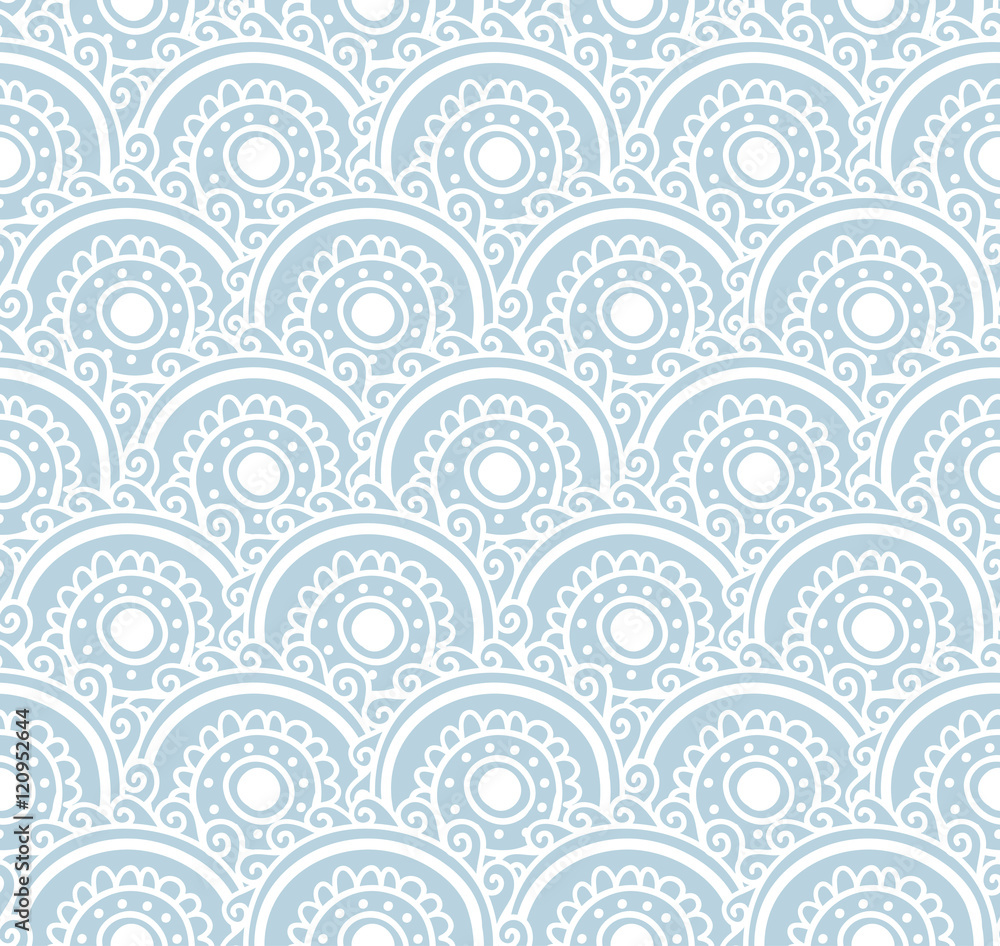 Blue lace seamless pattern. Vector illustration. Background with floral waves. Blue lace seamless pattern. Vector illustration. Background with floral waves.